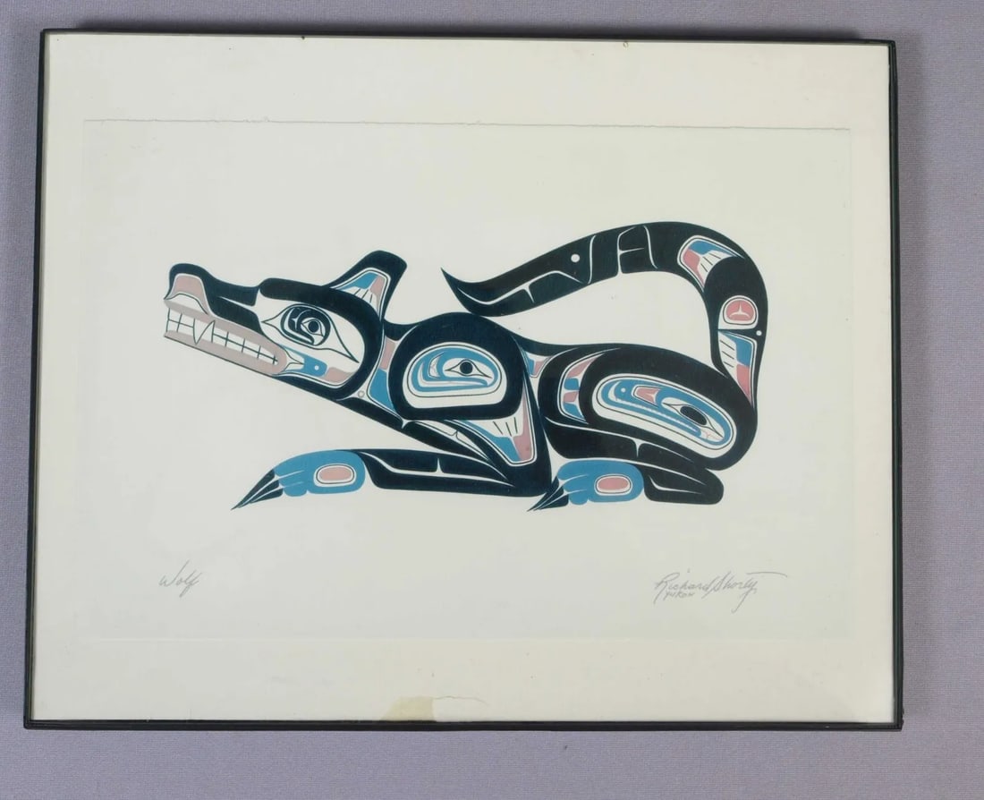 Richard Shorty WOLF Serigraph Framed Print NORTHWEST COAST NATIVE SIGNED (1 of 5)