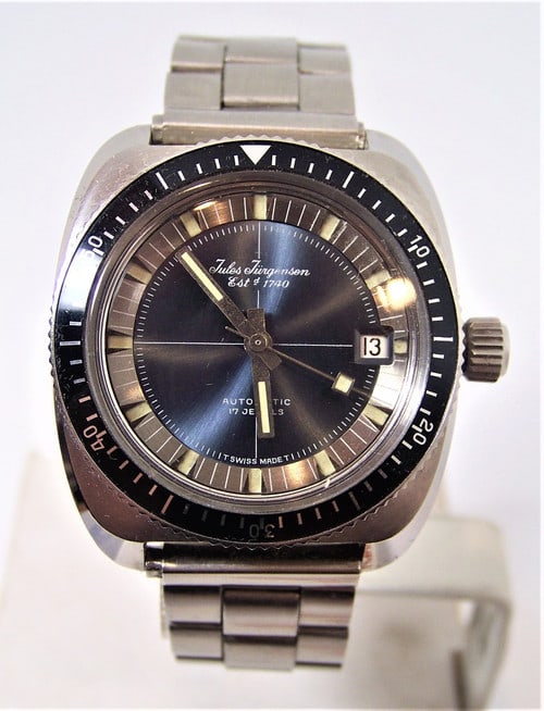 Mens S/Steel JULES JURGENSEN Automatic Watch Divers Watch H 63201 EXLNT SERVICED (1 of 9)