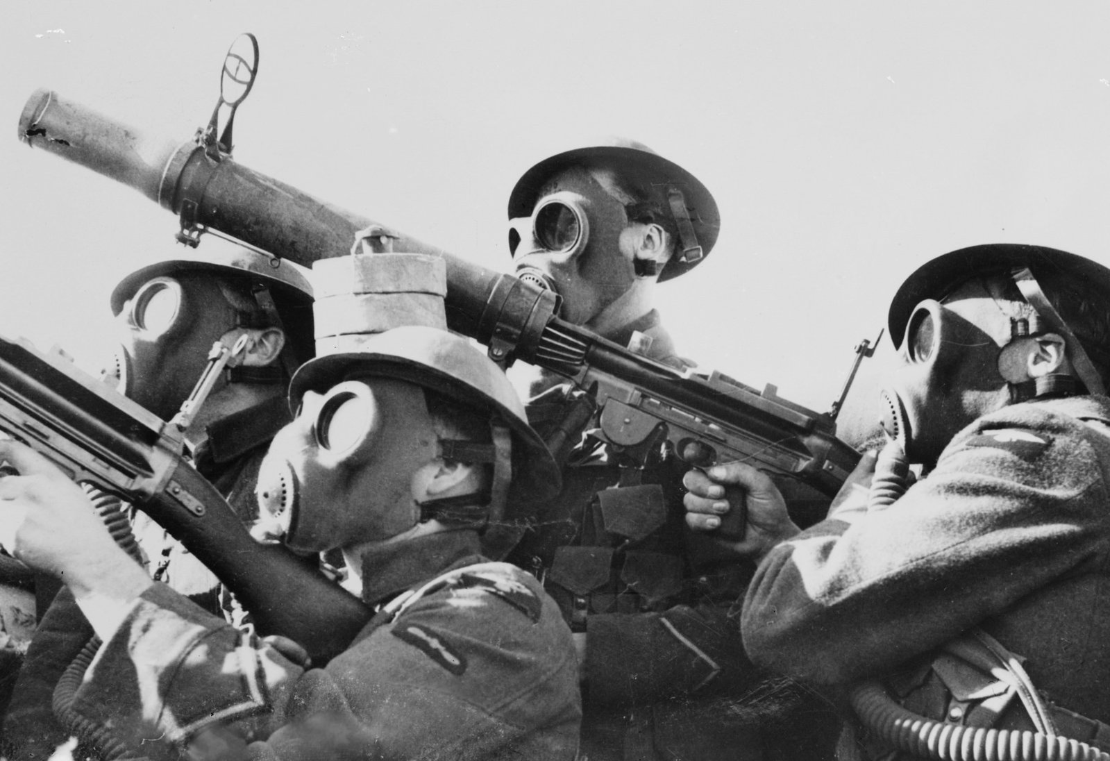 BRITISH SOLDIERS IN GAS MASKS: Title: BRITISH SOLDIERS IN GAS MASKS Artist/Source: AMERICAN COLONY PHOTO Medium: CONTEMPORARY PHOTOLITHOGRAPH Dimensions: 8X10 Original Date: 1898-1919 Description: || UNITED STATES SHIPPING ONLY! ||