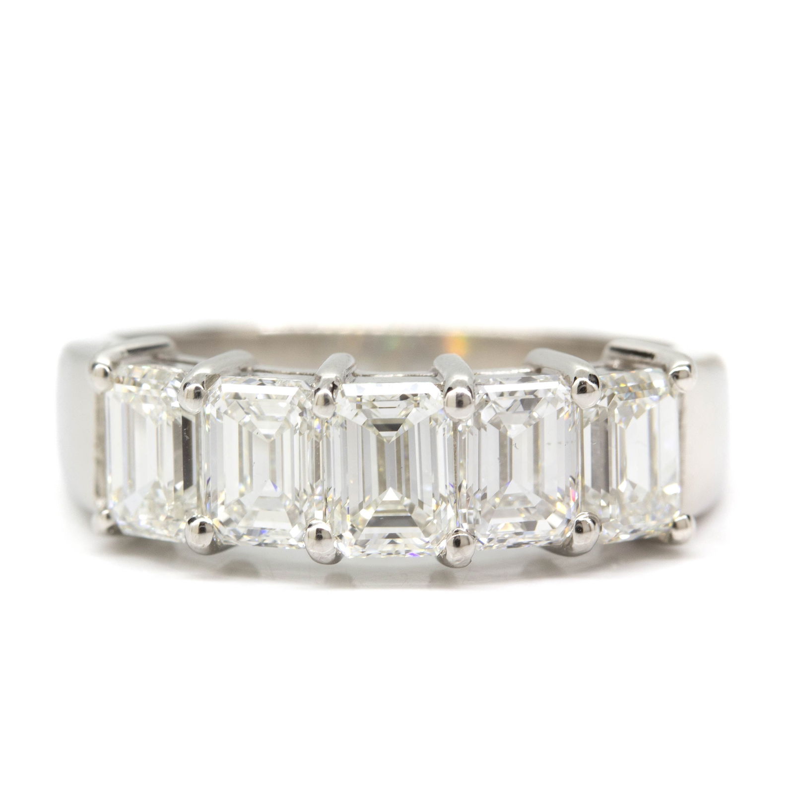Handmade Platinum 5 Emerald Cut Diamond Ring (1 of 5)