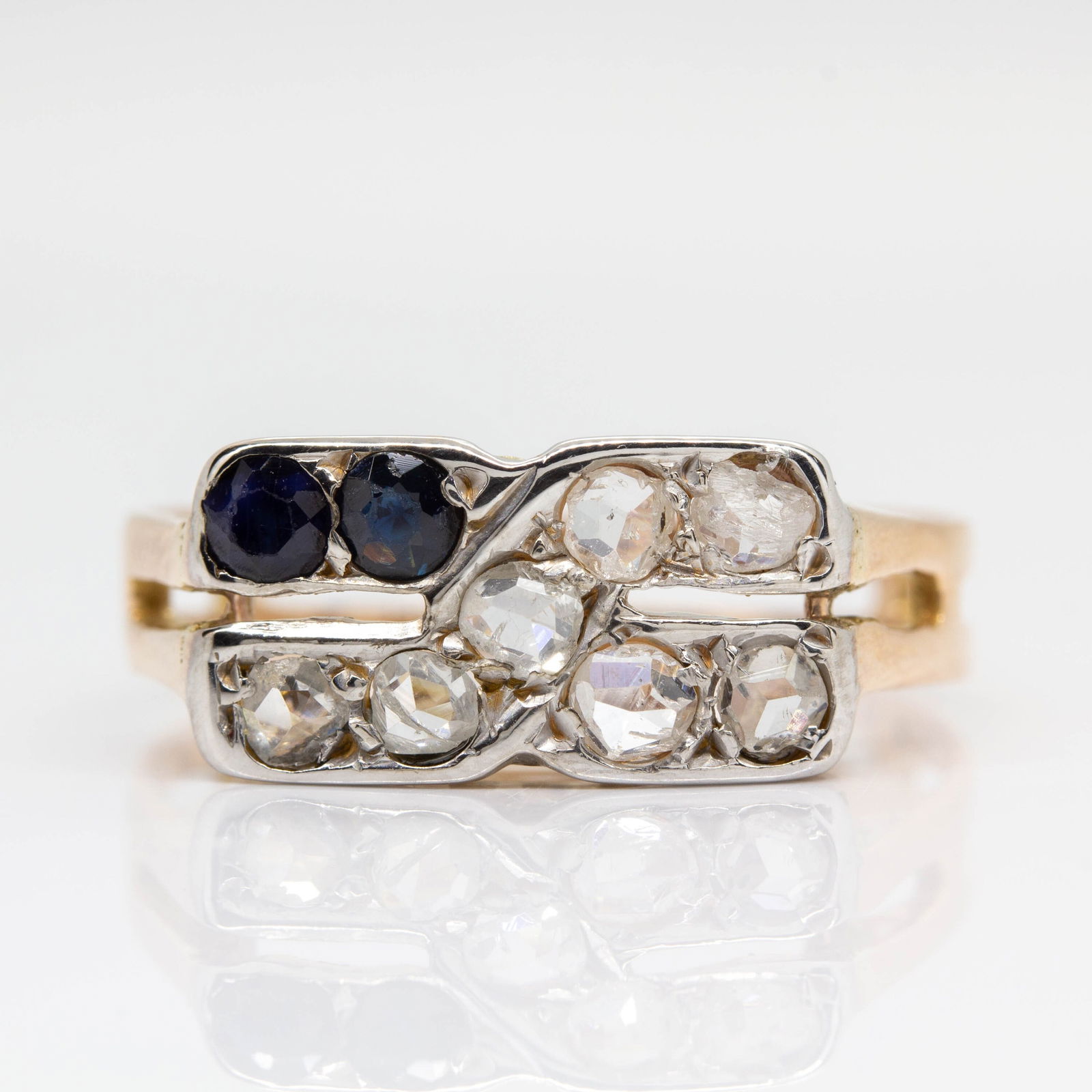 Art Deco 18K Gold Sapphire and Diamond Ring (1 of 6)