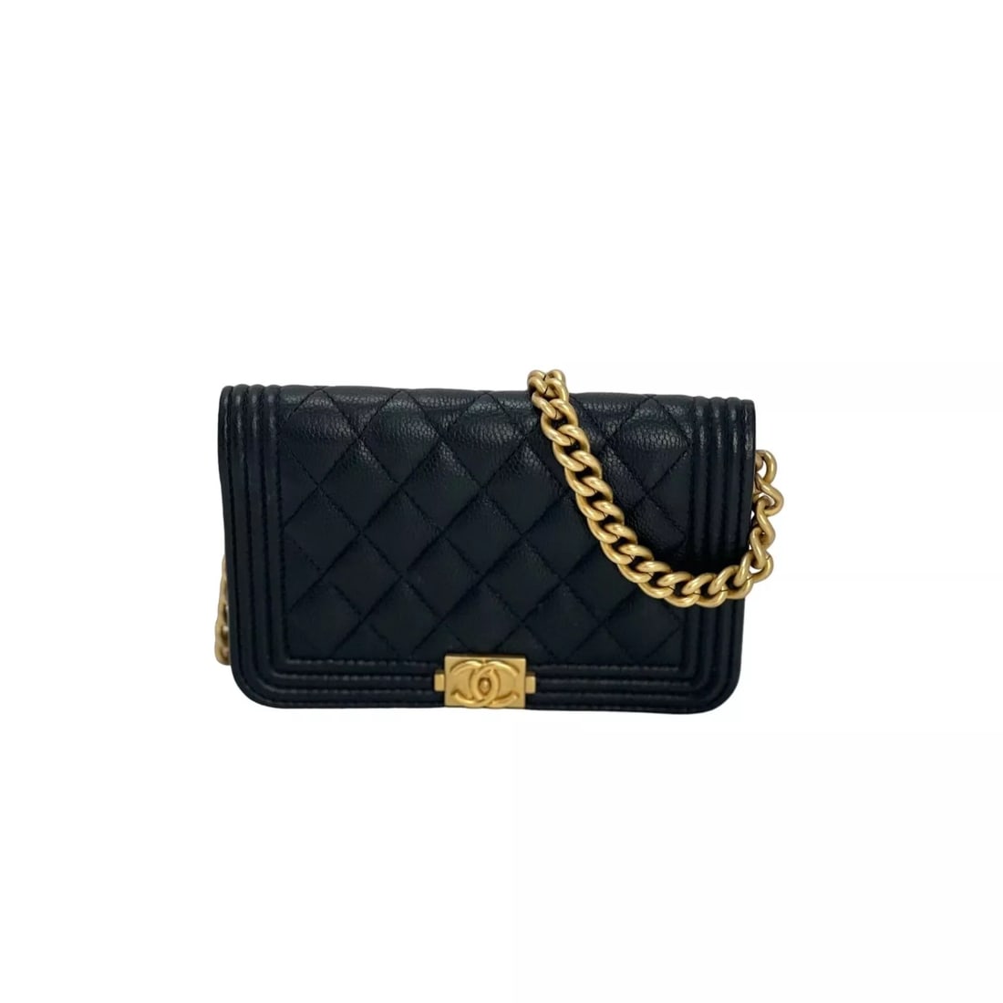 Chanel Caviar Quilted Mini Boy Clutch Wallet on a Chain Black (1 of 14)