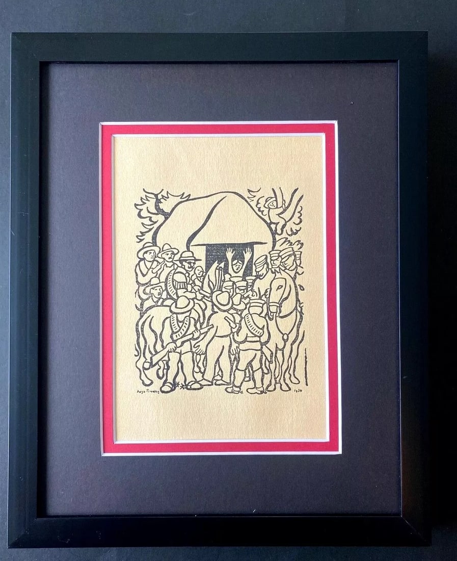 DIEGO RIVERA ORIGINAL 1931 SIGNED ON THE PLATE VINTAGE PRINT FRAMED WITH COA (1 of 2)