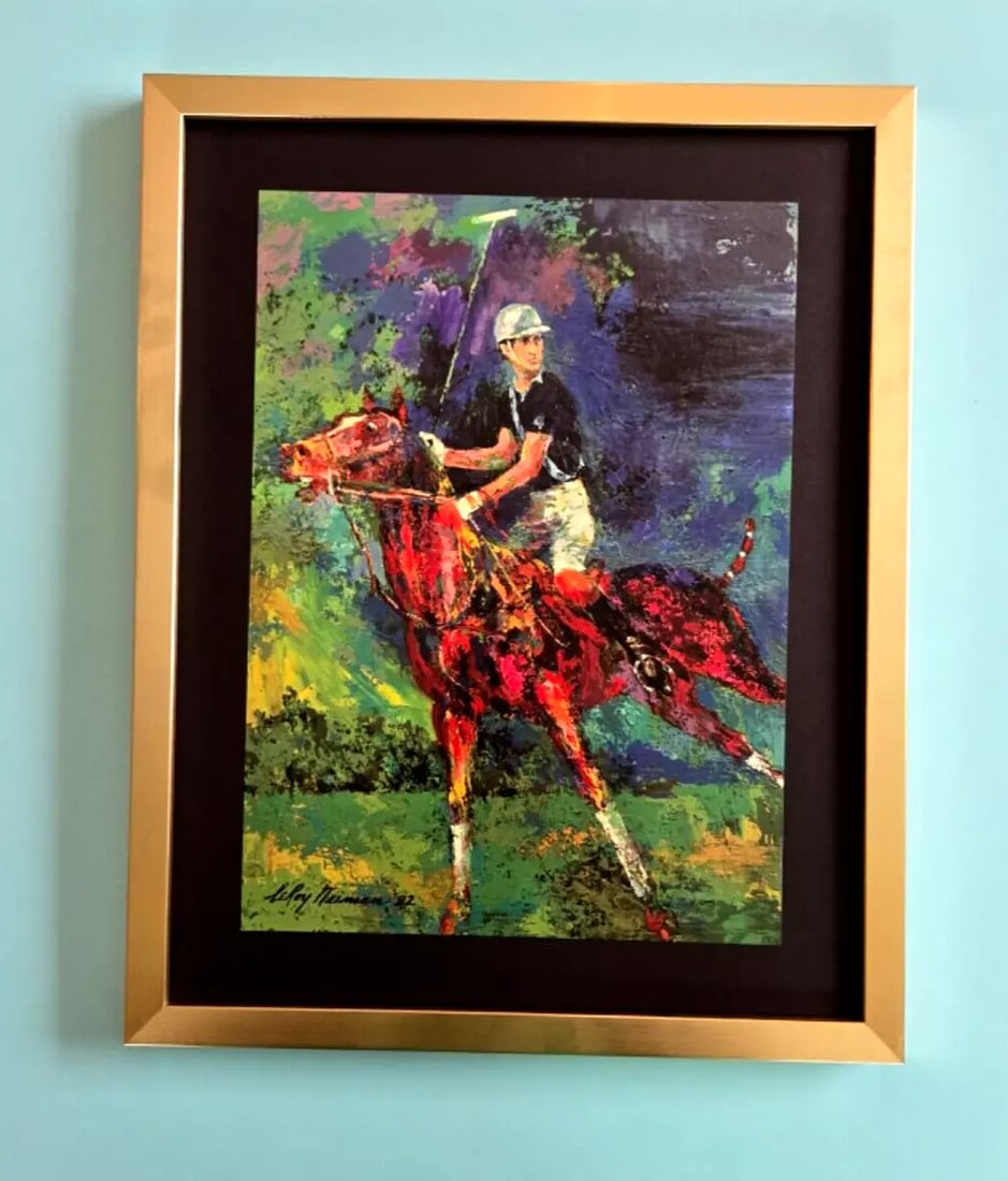 LEROY NEIMAN + POLO PRINCE CHARLES + 1980'S PLATE SIGNED PRINT FRAMED W (1 of 2)
