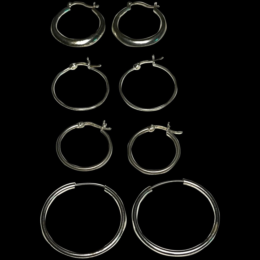 Four Vintage Sterling Silver Hoop Earring Sets (1 of 4)