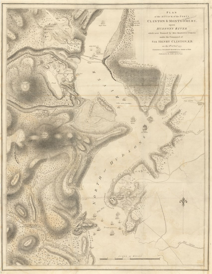 Plan of the Attack of the Forts Clinton & Montgomery… FADEN/STEDMAN 1794 map (1 of 1)