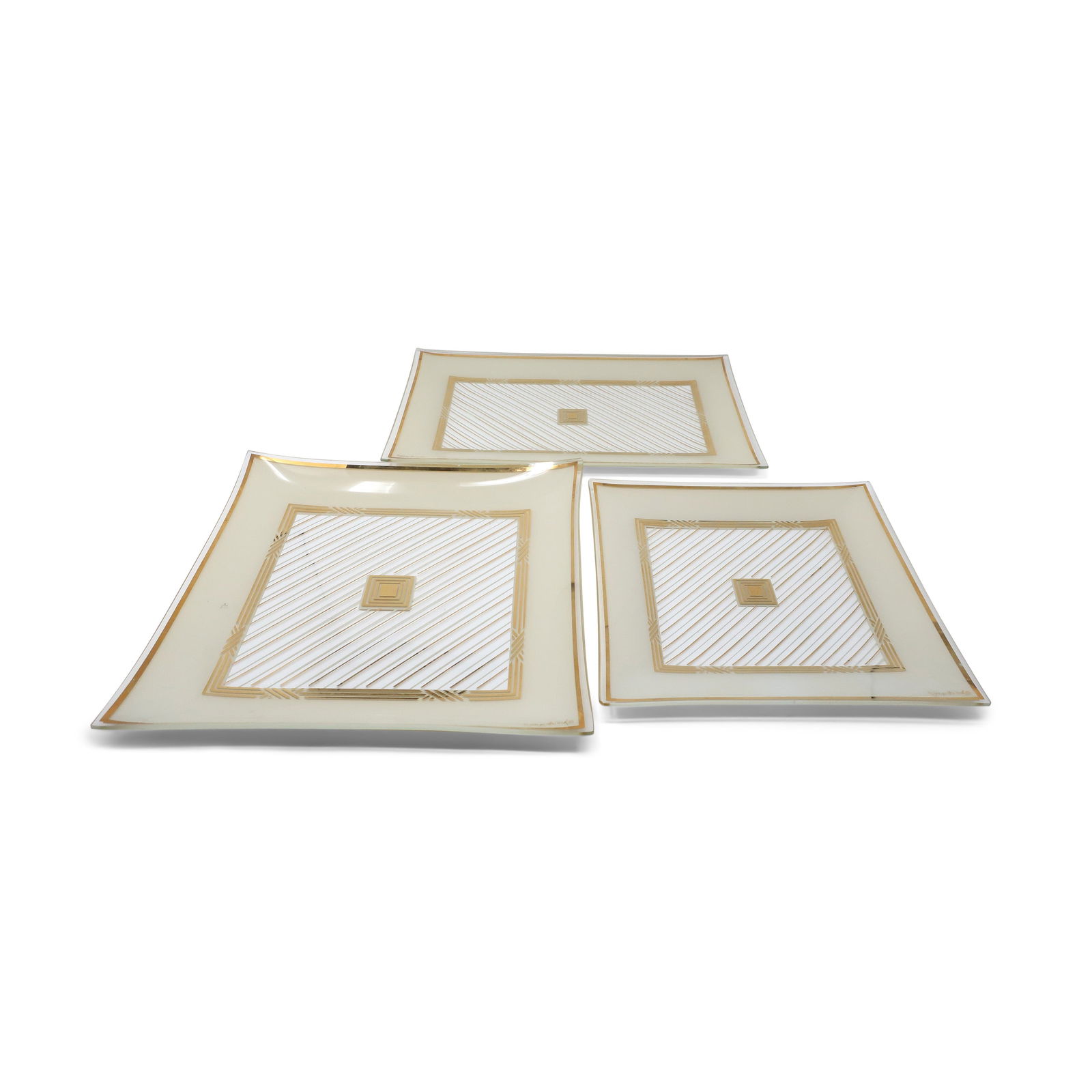 Georges Briard Mid-Century Modern Gold Glass Trays - Set of Three (1 of 7)