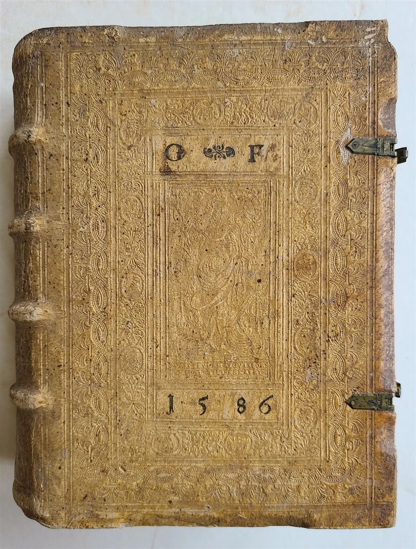 1580-1584 RARE THEOLOGY WORKS antique DATED PIGSKIN BINDING 16th CENTURY (1 of 13)