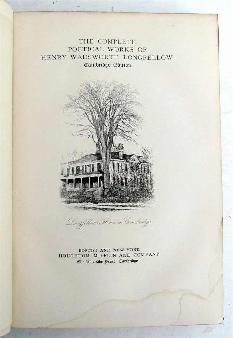 1903 LONGFELLOW POETICAL WORKS CAMBRIDGE EDITION Poetry antique (1 of 6)