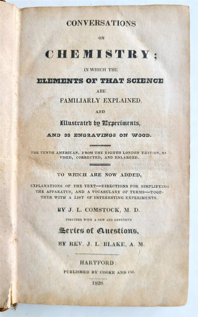 1828 CONVERSATIONS on CHEMISTRY ILLUSTRATED by EXPERIMENTS by J.COMSTOCK antique (1 of 11)