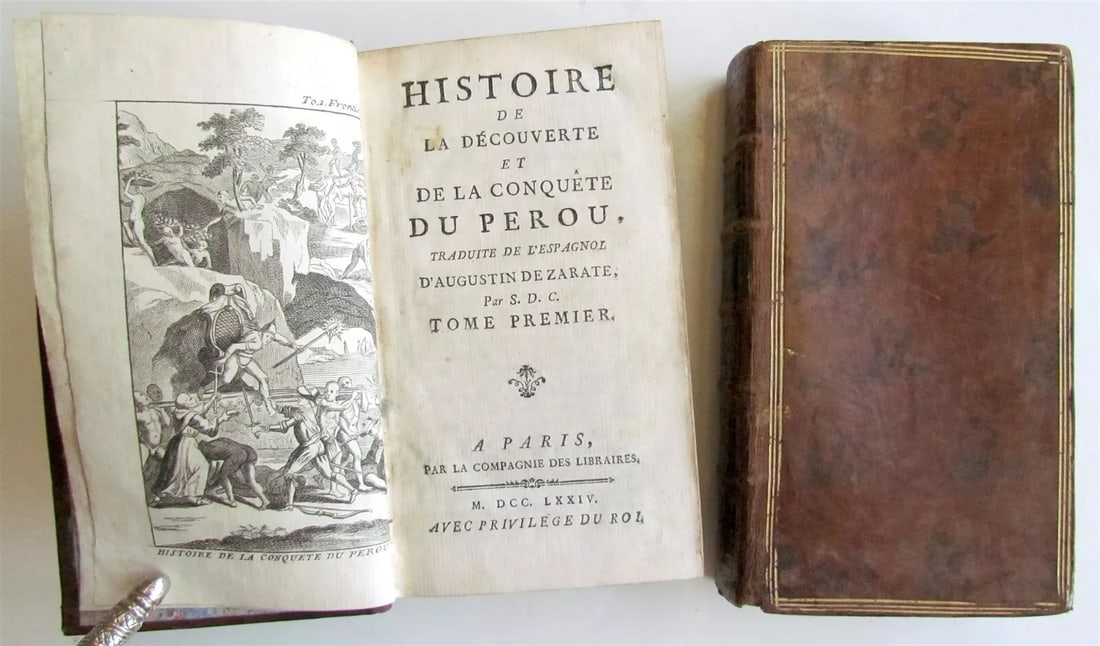 1774 HISTORY OF DISCOVERY & CONQUEST of PERU 2 volumes antique ILLUSTRATED w/MAP (1 of 12)