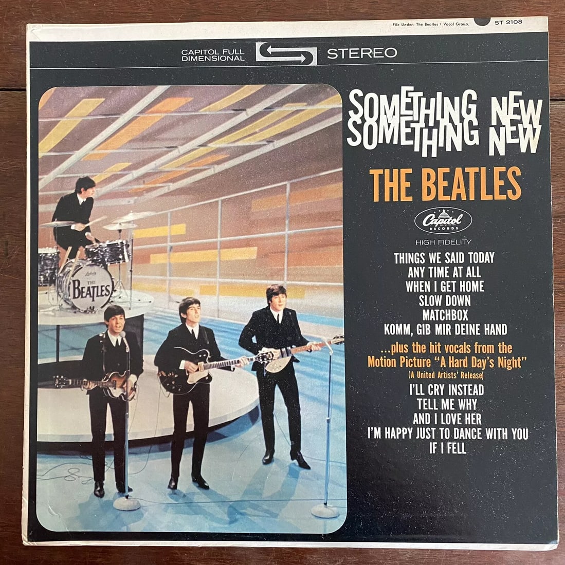 BEATLES Something New LP 1964 CAPITOL Stereo Press ST 2108 Rainbow Colorband VG+ (1 of 11)