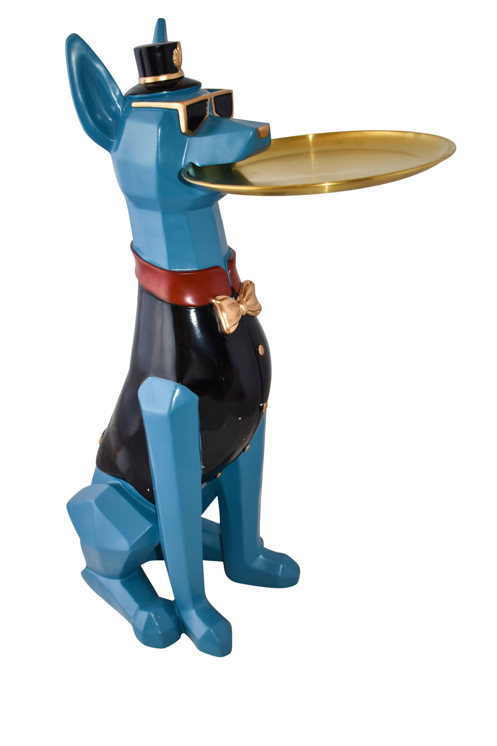 Happy Hostess Dog Resin Statue with Blue and Black Finish Size: 19" x 9" x 28"H (1 of 11)