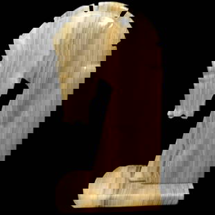 Large Onyx Chess Knight Horse Head Bookend: This Large Hand Carved Onyx Chess Knight Horse Head Bookend is in very good condition. One chip on ear (shown in photo) other than that it is in excellent condition. Price reflects chip. It measures