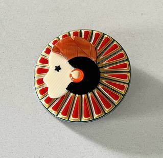 Lea Stein Collerette Brooch: Title: Lea Stein Collerette BroochDescription: A signed Lea Stein Collerette brooch by French designer Lea Stein who along with her husband, Fernand, developed an innovative technique of layering