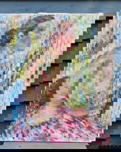 Oil painting Dodworth 1950 Colorful: Great look to this painting. Guessing 1950's. Great color. Measures 22 x 28" overall. Shipping costs include insurance. Shipping:Domestic: Flat-rate of $45.00 to anywhere within the contiguous