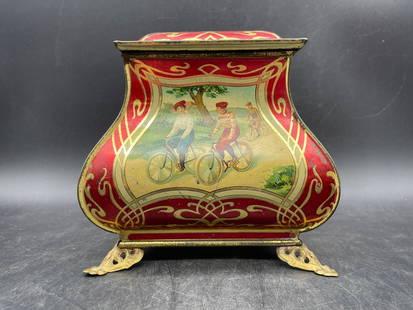 WALTER BAKER EDWARDIAN SPORTS MEN & WOMEN BEAUTIFUL RARE TIN C1905 FRANZ EULER: Title: WALTER BAKER EDWARDIAN SPORTS MEN & WOMEN BEAUTIFUL RARE TIN C1905 FRANZ EULERDate/Period: approx. 1905Dimension: approx. 5.5 x 5 by 5.25 x 4.75Material: tinAdditional Information: Rare