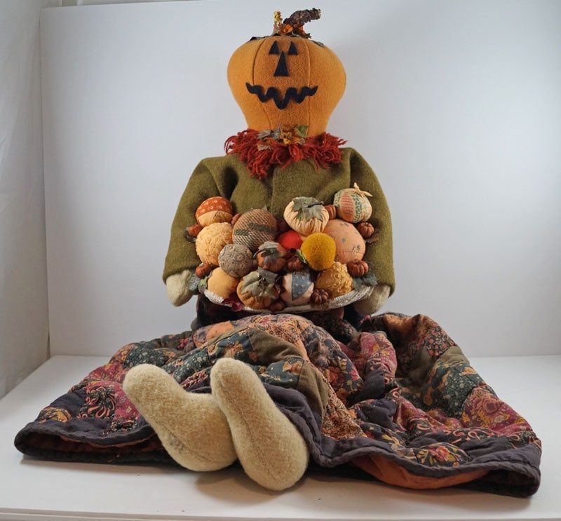 Vintage Halloween Pumpkin Head Lady Doll Folk Art (1 of 8)