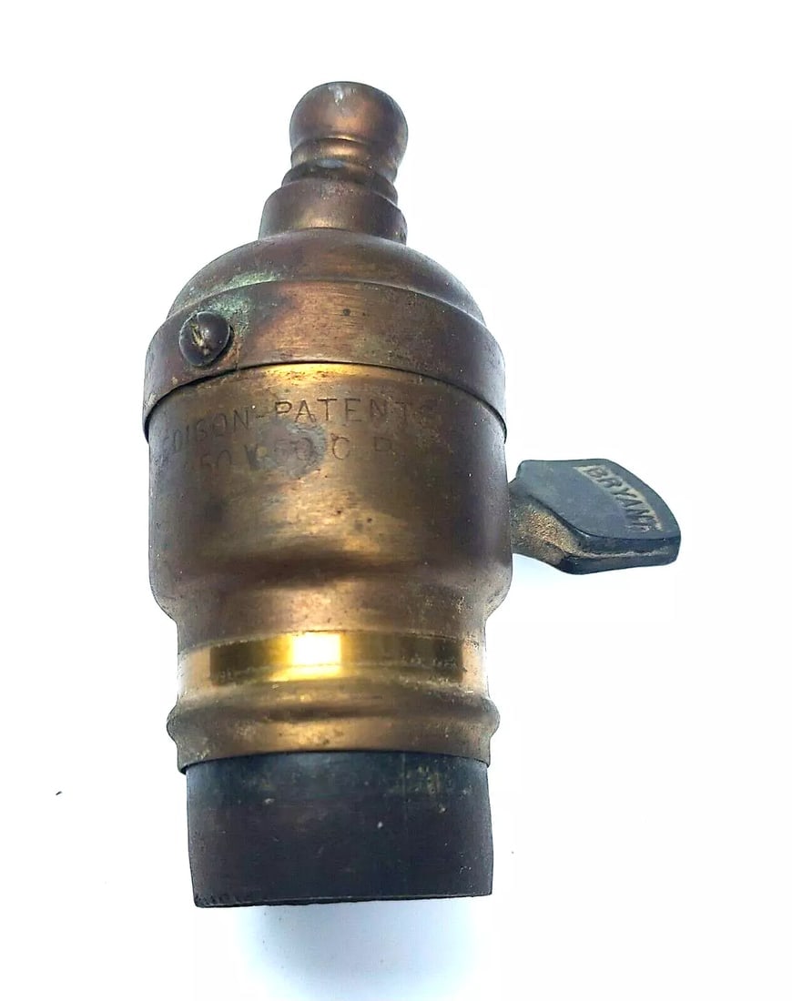 Rare G.E. Co Light Lamp Socket Bryant Paddle 1905 Threaded Rod July 11, 05 (1 of 5)