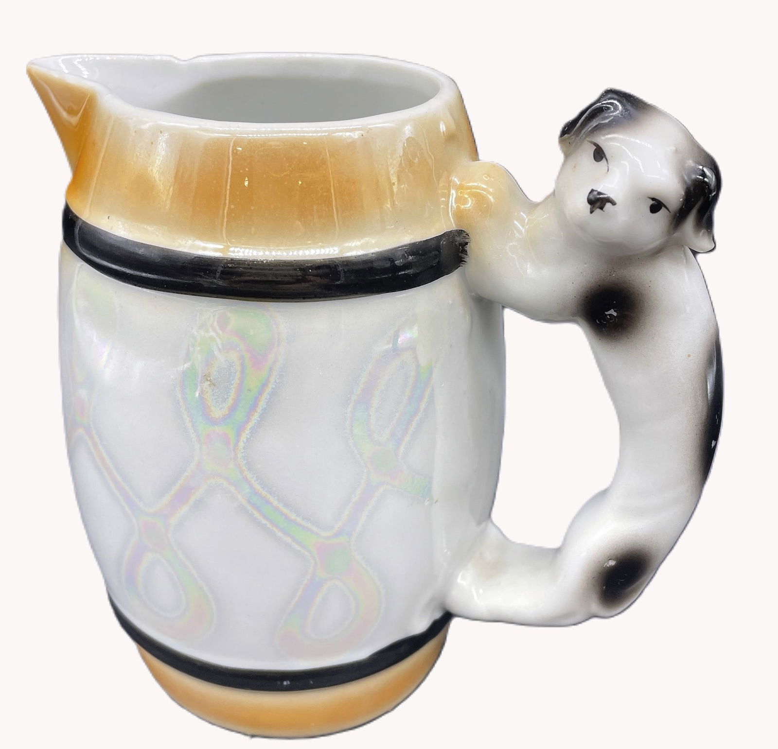 VINTAGE CERAMIC CREAMER PITCHER WITH DOG HANDLE Lusterware (1 of 8)