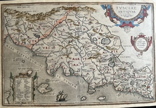 1592, Ancient Tuscany Map by Abraham Ortelius (1 of 4)