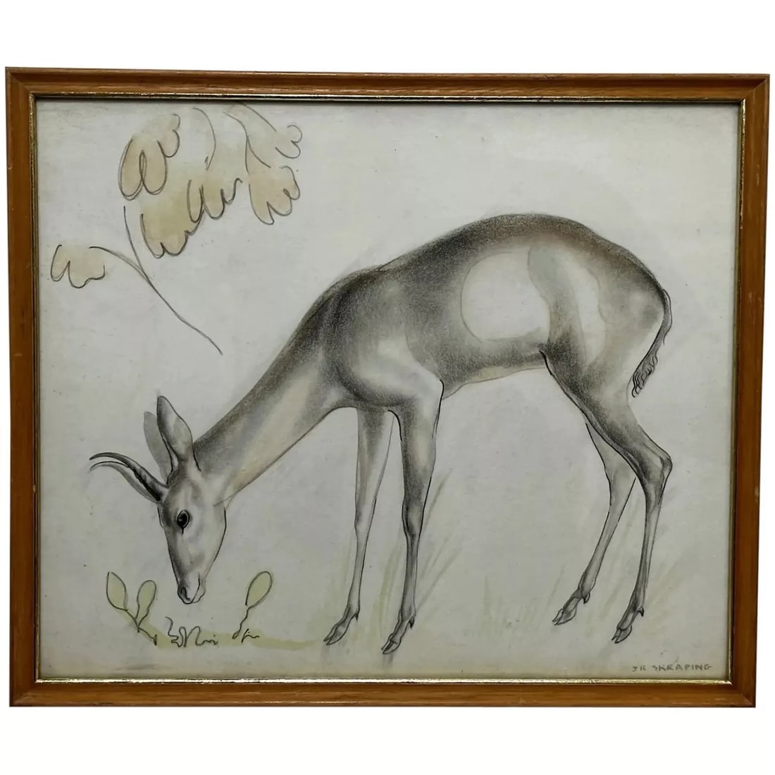 Watercolour Painting The Deer Signed By John Rattenbury Skeaping 1901-1980: Watercolour Painting The Deer Signed By John Rattenbury Skeaping 1901-1980 1 Fine Art British Mixed Media Watercolour Animal Painting The Deer Signed By John Rattenbury Skeaping 1901-1980. Subject bea