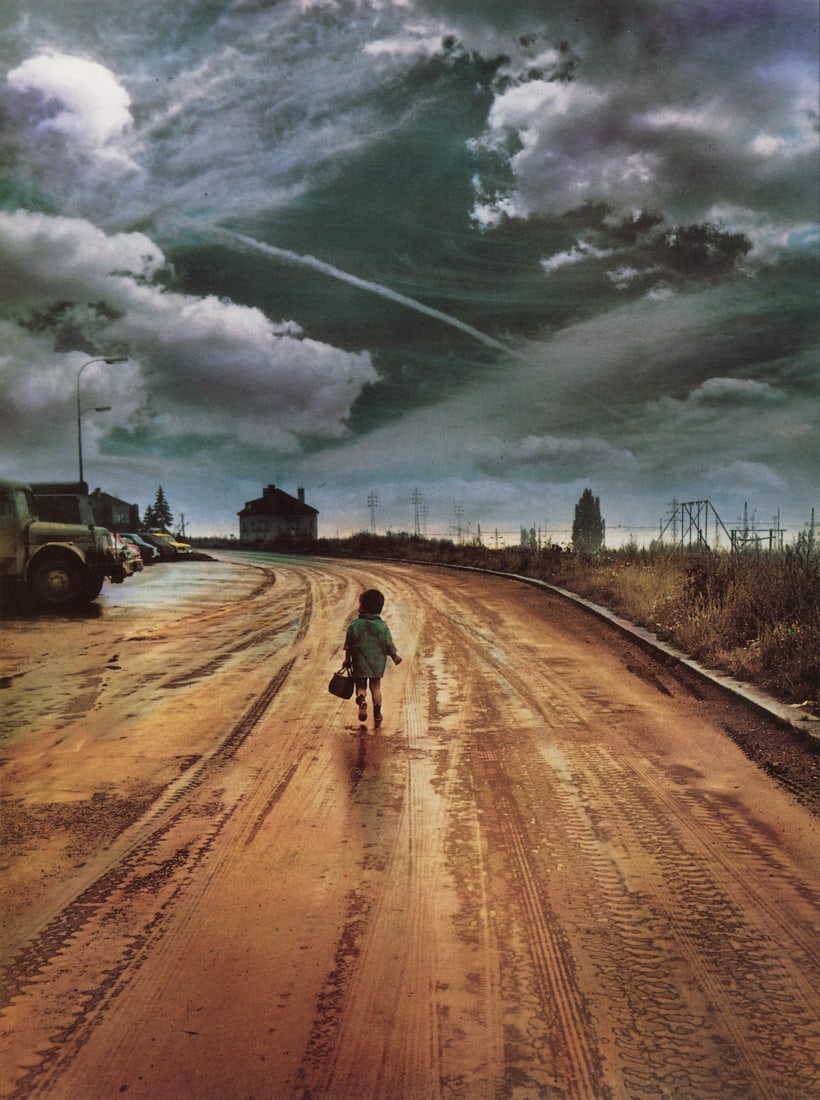 JAN SAUDEK - On the Road, 1969: Artist: Jan Saudek Title: On the Road, 1969 Medium: Photo Litho, 1991, Prague Dimensions: 8x10.75" Description: Heat Wax Mounted on 11x14" Conservation Board Jan Saudek (1935) is a Czech art photograp