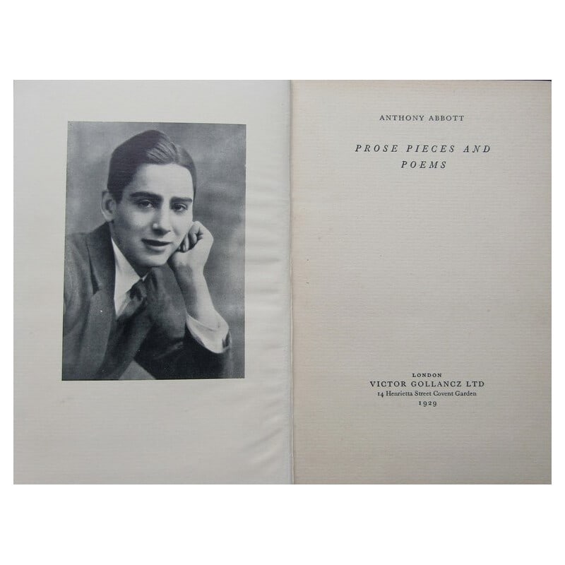 Prose Pieces and Poems: First edition. Publishers brown cloth with black title to spine. Frontispiece portrait plate. "This volume is a memorial to a youth of uncommon promise, The Hon. Charles Stuart Anthony Roland Abbott,