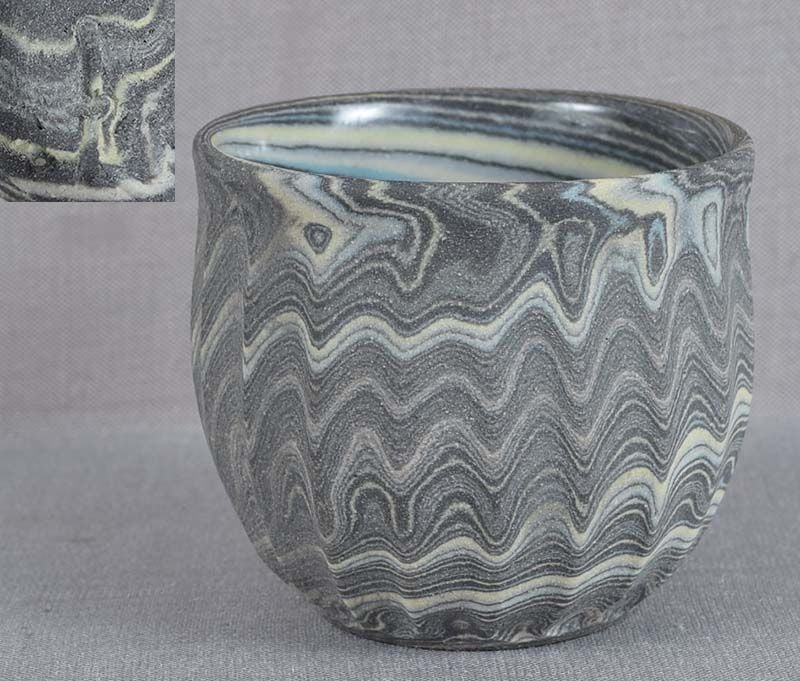 1930s Japanese NERIKOMI SAKE CUP marked (1 of 6)