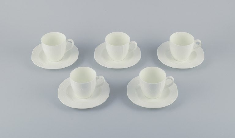 Laureto Weiss for Villeroy & Boch, Joop, set of five coffee cups with saucers. White porcelain with (1 of 5)