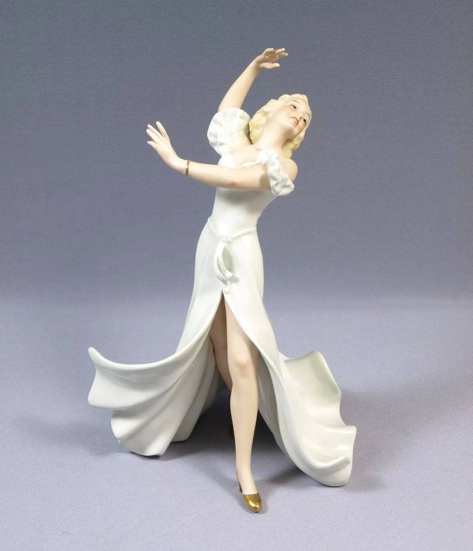 WALLENDORF SCHAUBACH FIGURINE ART DECO Porcelain Ballerina Dancer Girl BIRKS (1 of 6)