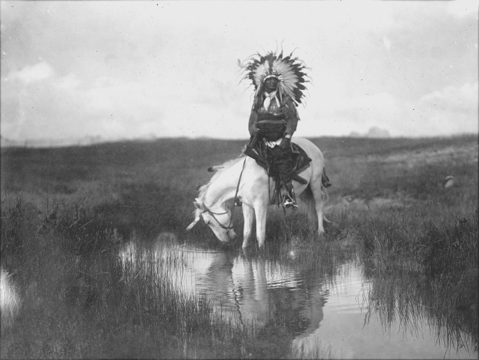 BARYTA PRINT,CHEYENNE WEARING WAR BONNET IN VALLEY ROSEBUD (1 of 1)
