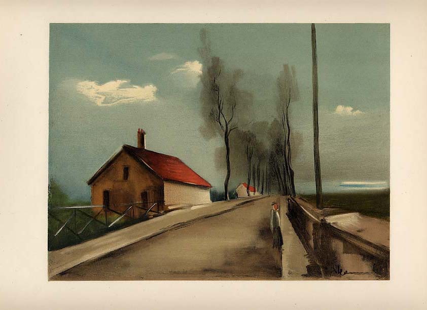 Vlaminck Lithograph 21 The brezolles road 1958: Title: The brezolles road Artist: Maurice de Vlaminck Country: France Medium: Lithograph - 21 Marks: Not Signed not numbered Paper Size:. 12.5 x 9.5 inch Printed: 1958 by Mourlot Provenance: Vla