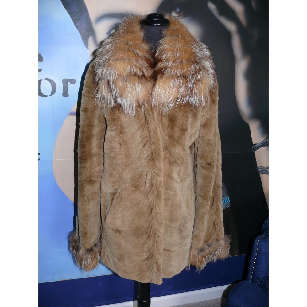Too Cute! Sheared Mink & crystal Fox Fur coat jacket (1 of 5)
