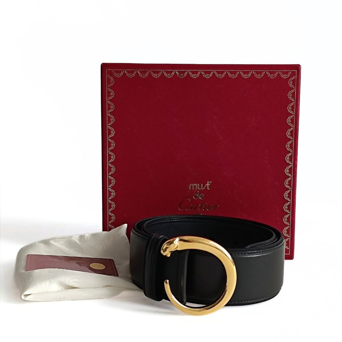 CARTIER Panthère women's belt in black leather (1 of 7)