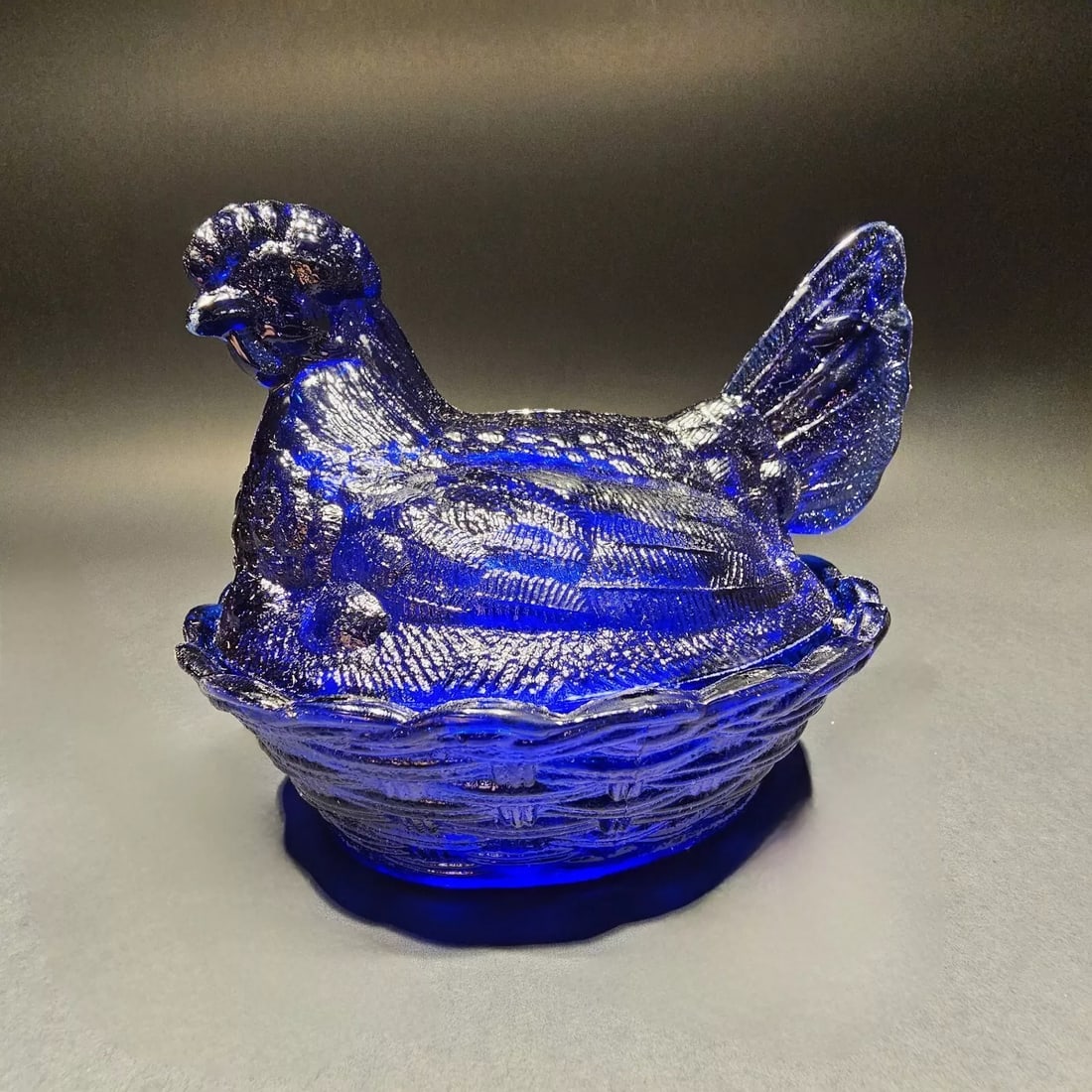 Cobalt Blue Depression Glass Chicken Hen On Nest Dish (1 of 20)