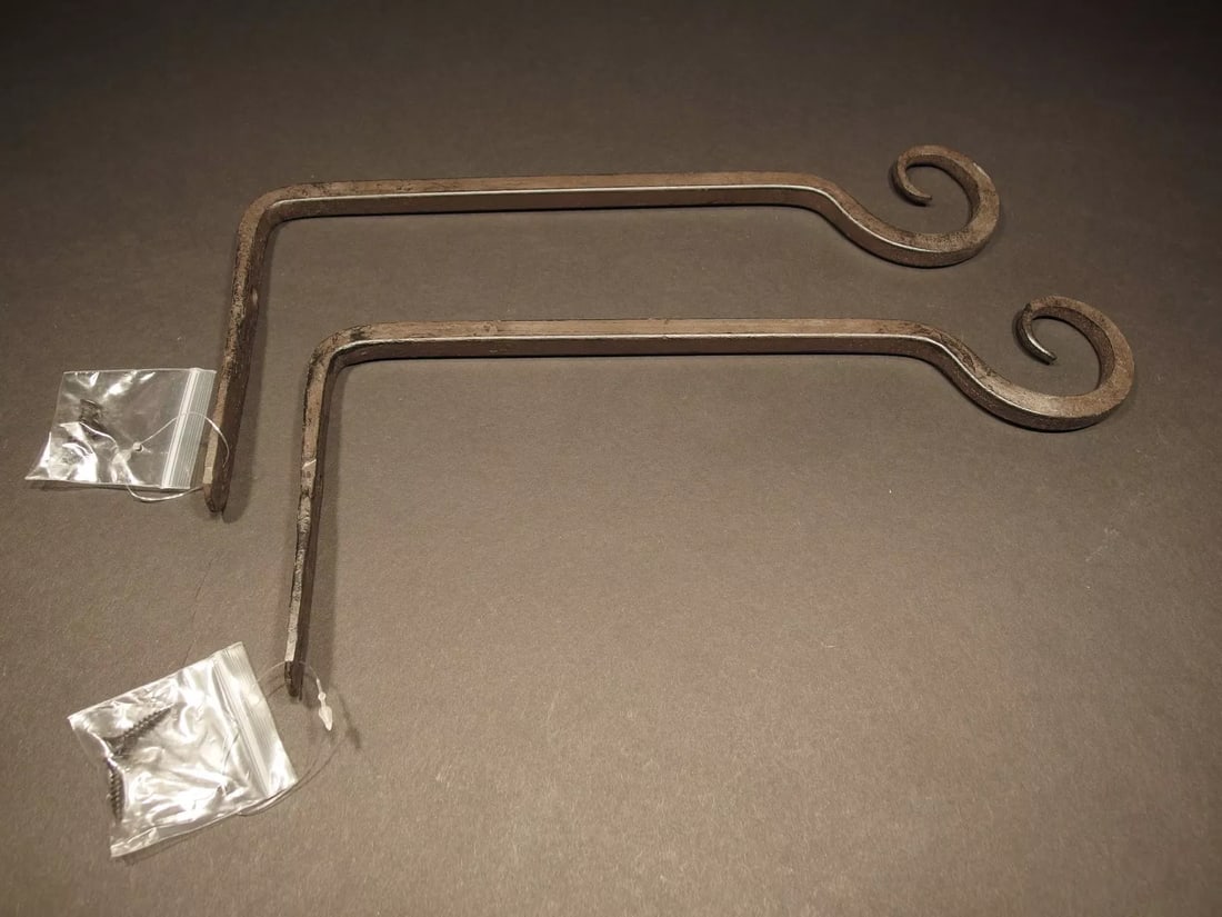 2 Blacksmith Forged Iron Hook Plant Lantern Hanger (1 of 5)