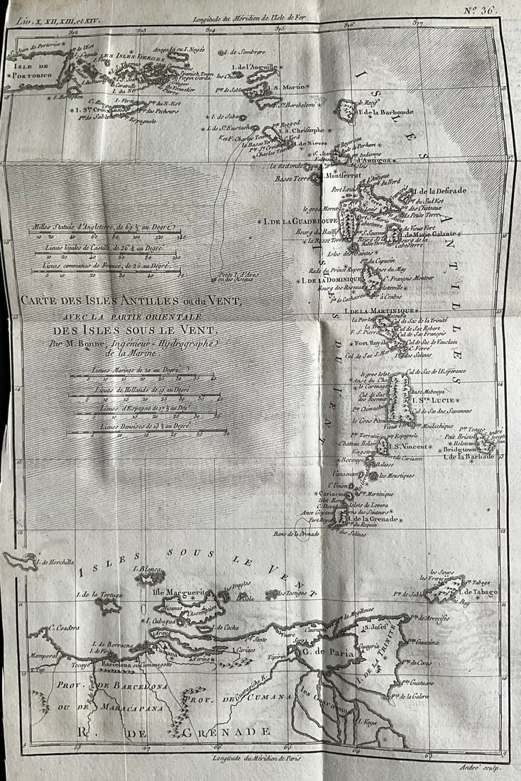 1775-1780 Caribbean Islands. The Antilles by Bonne & Raynal (1 of 2)