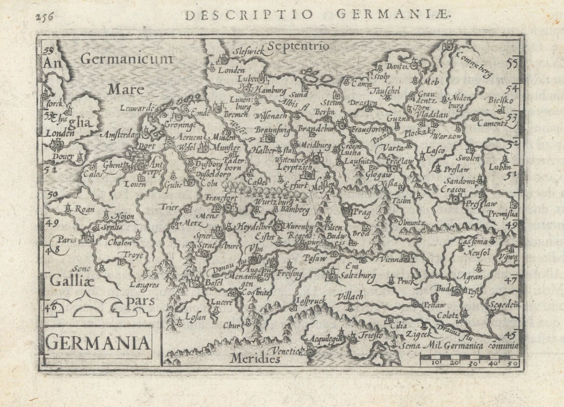 Germaniae / Germania by Bertius / Langenes. Germany & Central Europe 1603 map (1 of 1)