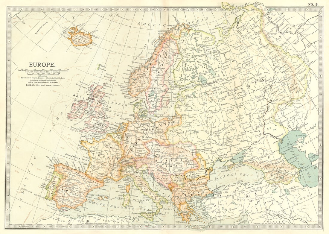 EUROPE. Europe 1903 old antique vintage map plan chart (1 of 1)