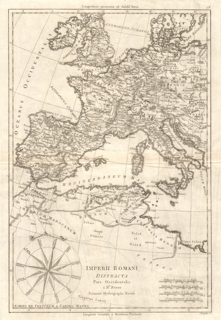 Imperii Romani Distracta pars Occidentalis. Roman Empire western. BONNE 1789 map (1 of 1)