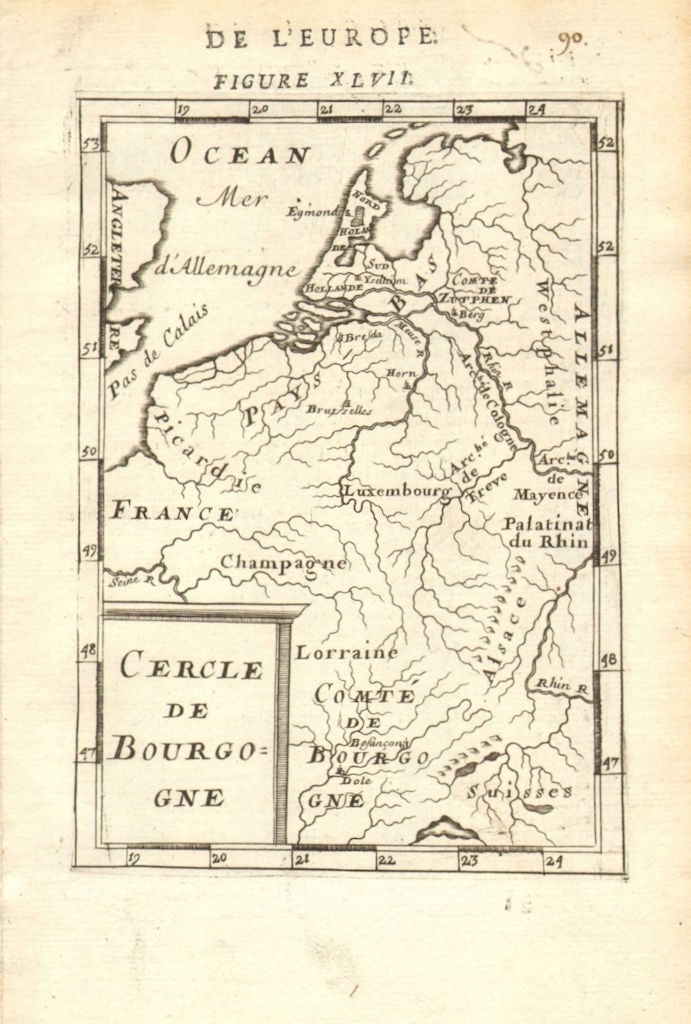 BENELUX & NE FRANCE. Burgundy. Comté/'Cercle de Bourgogne'. MALLET 1683 map (1 of 1)