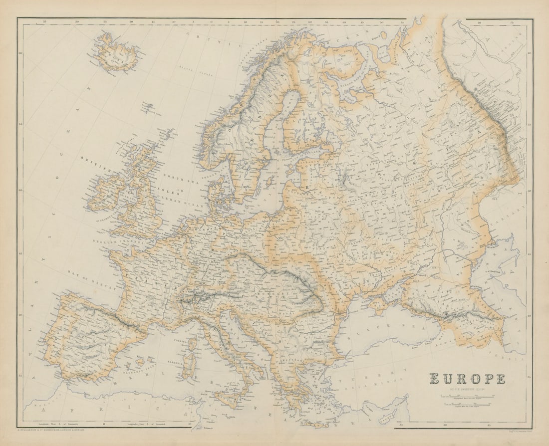 Europe by G.H. SWANSTON 1860 old antique vintage map plan chart (1 of 1)