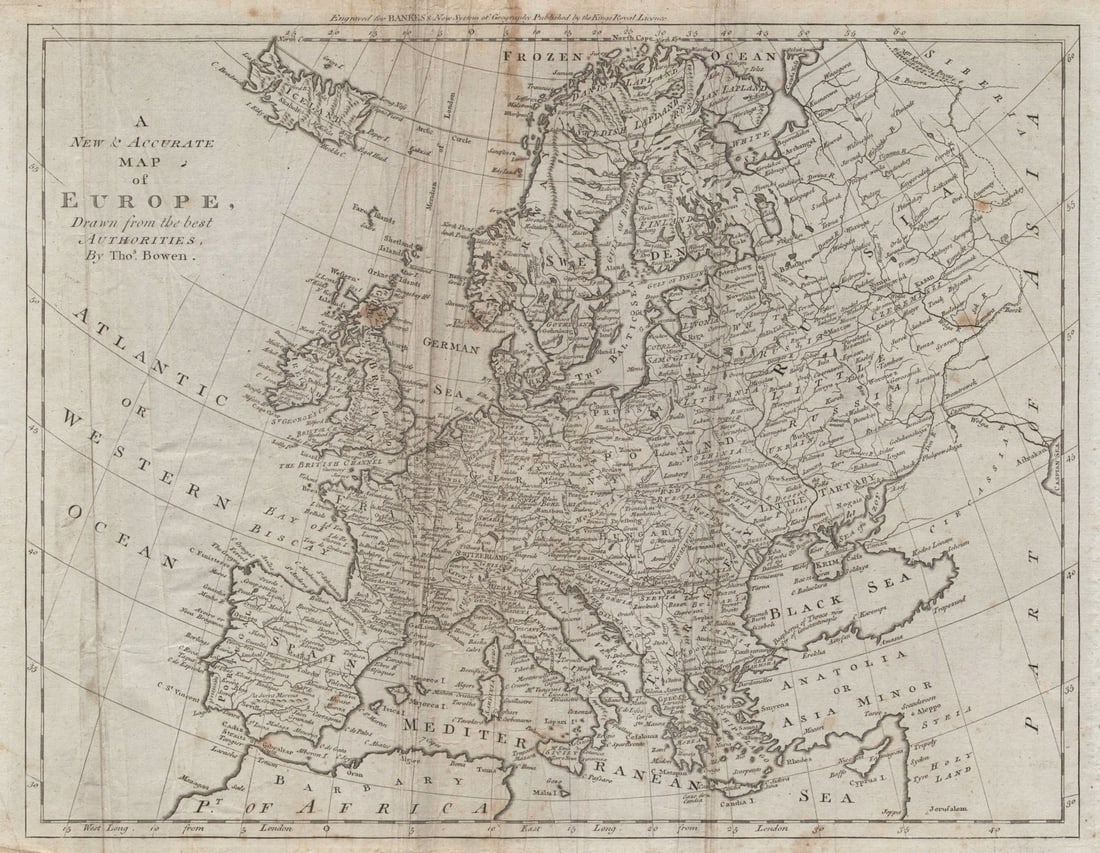 A new & accurate map of Europe drawn from the best authorities. BOWEN 1789 (1 of 1)