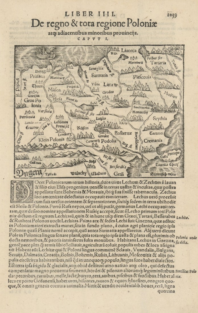 De regno & tota regione Poloniae… Poland Baltics Ukraine. MÜNSTER 1572 old map (1 of 1)