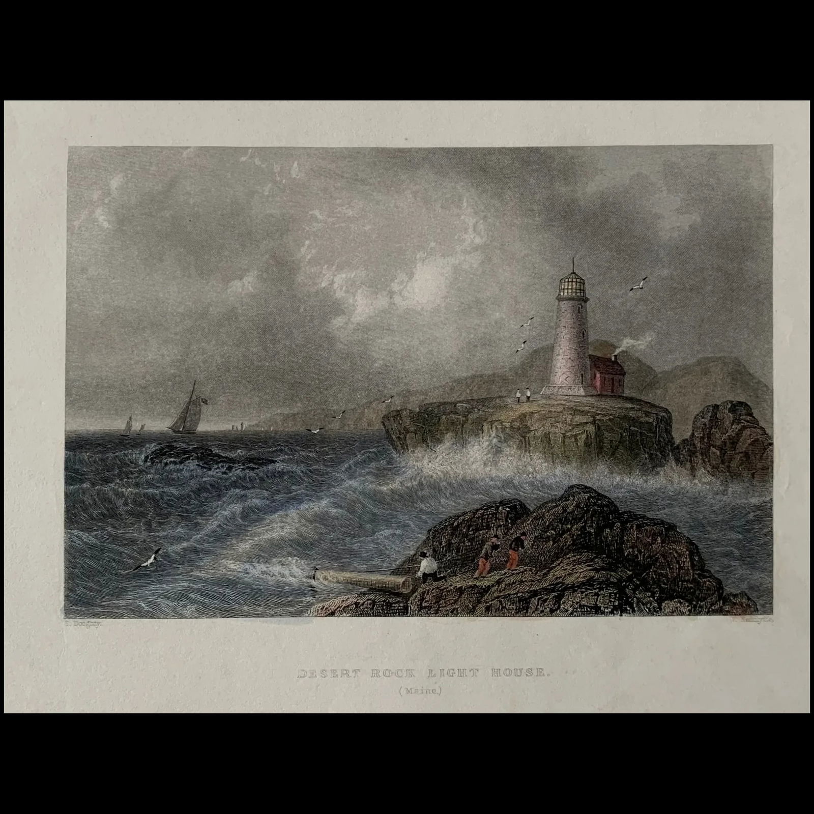 1837. Mount Desert Rock Light, Maine, after T Doughty (American, 1793 – 1856) (1 of 4)