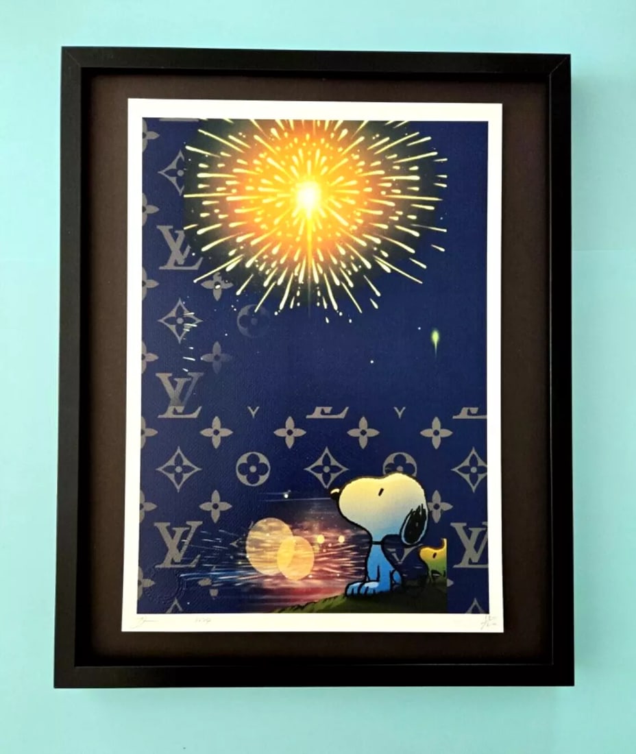 Death NYC Large Framed 16x20in Pop Art Graffiti COA SNOOPY WEAR LOUIS VUITTON #7: Up for Sale this Beautiful and Scarce Print by Pop Art Graffiti Master Artist Death NYC Hand Signed in Pencil Numbered X/100 or Proof This piece is mounted on a 20 x 16 in. black acid free black board