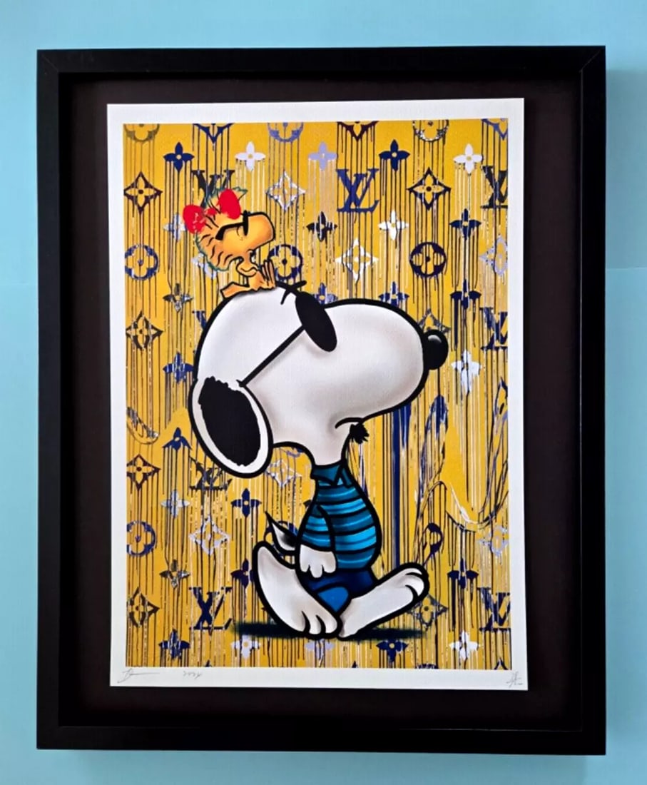 Death Nyc Large Framed 16x20in Pop Art Original Coa Theme Snoopy