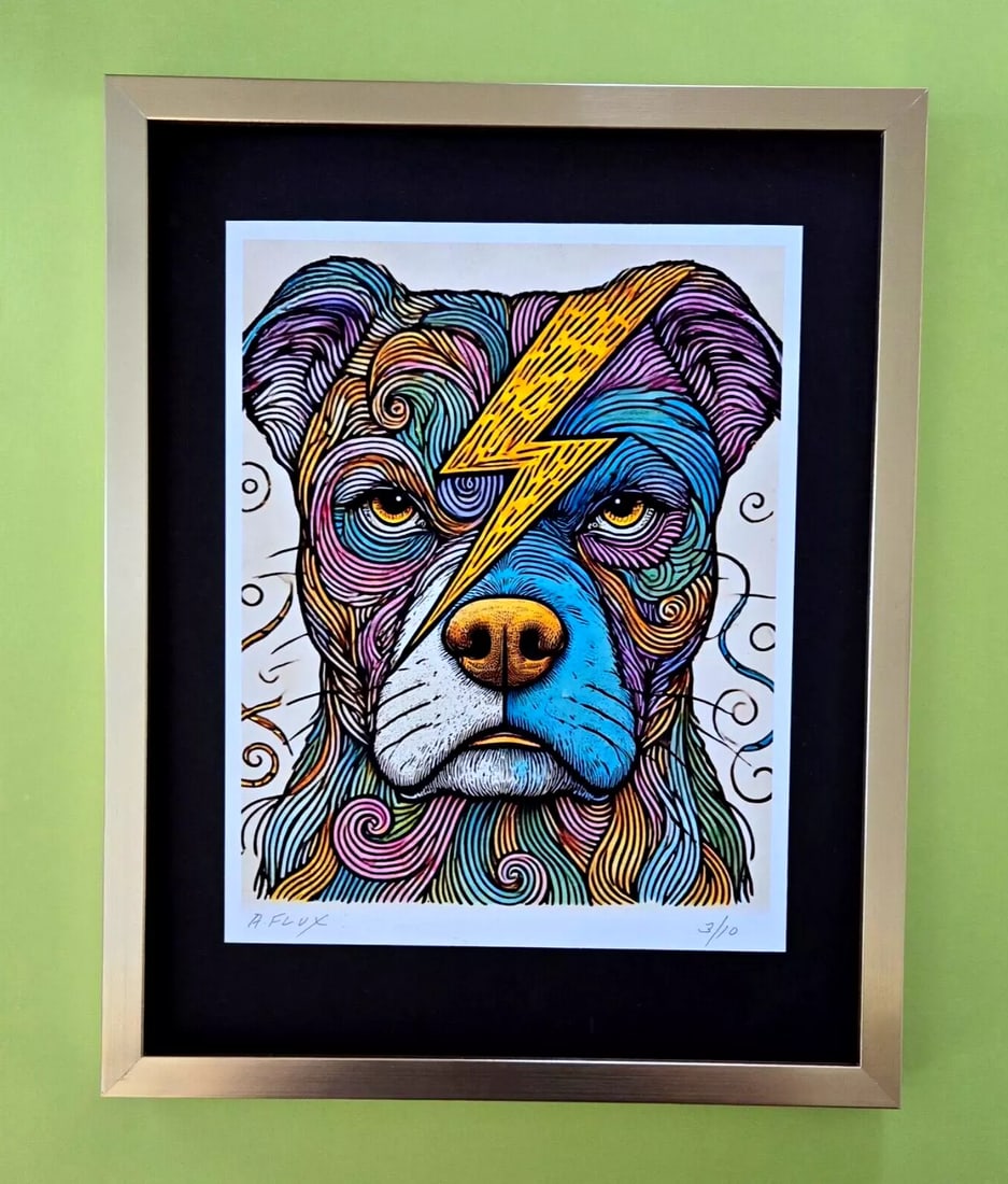 AIDAN FLUX | Hand Signed Authentic Ltd ED of 10 Print Framed David Bowie Dog COA (1 of 5)