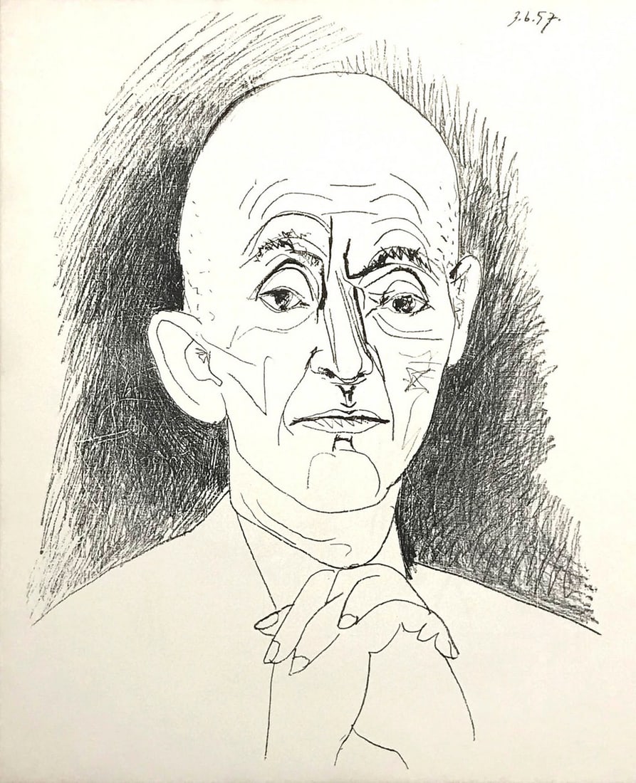 1959 Picasso lithograph Portrait of Daniel H. kahnweiler (1 of 1)